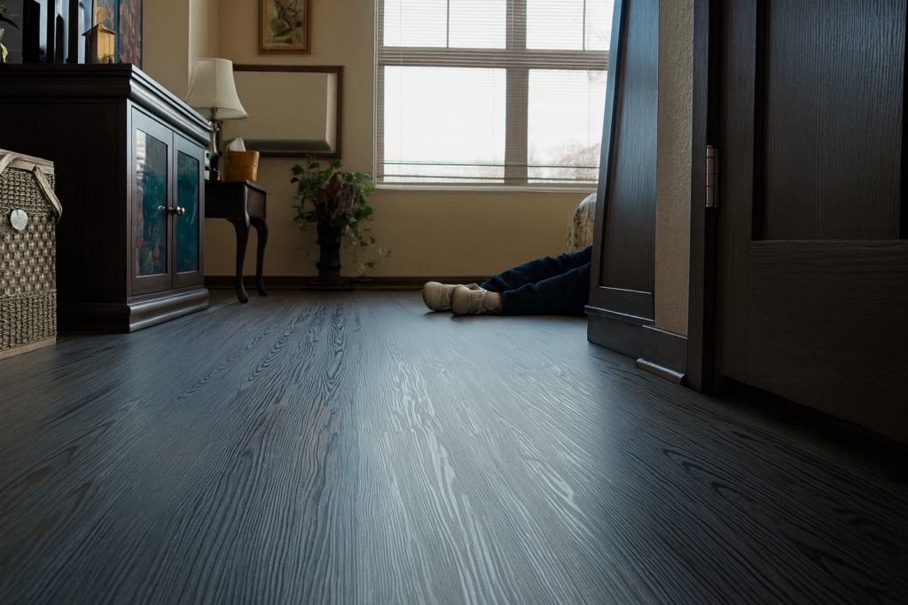 Person on floor near furniture